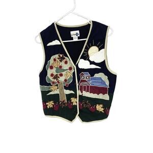 Vintage Paul Harris Design Multicolor School Embroidered Vest Size L